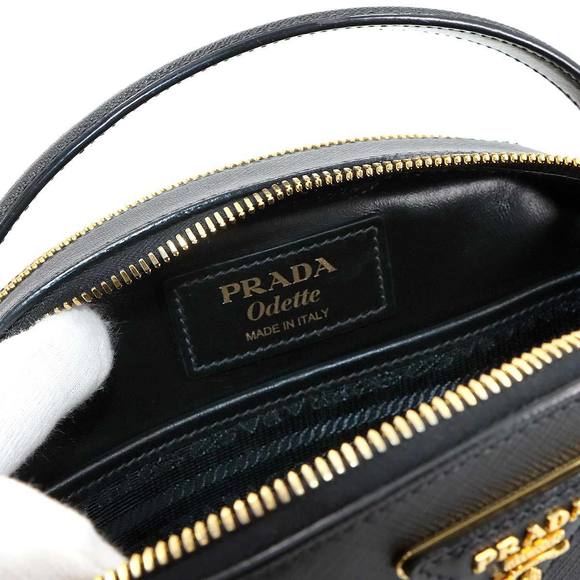 Prada Saffiano Odette Black Bag Shoulder Leather Hand - Picture 8 of 9